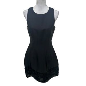 NWT Badgley Mischka Terri Black sleeveless cocktail dress Applique floral hem 6